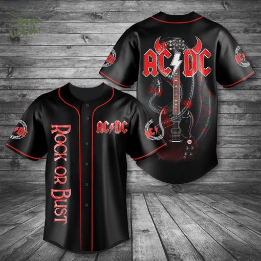 AC/DC Rock or Bust Baseball Jersey – Classic Rock Band Jersey Shirt for Fans