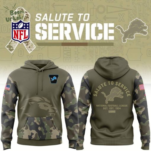 Detroit Lions Nike Olive 2025 Salute to Service Sideline Standard Hoodie