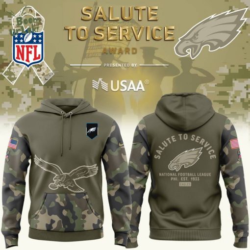 Philadelphia Eagles Nike Olive 2025 Salute to Service Sideline Standard Hoodie