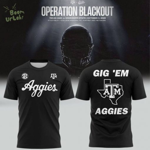 Special New Aggies Wordmark Alternate Dark Mode Tshirt In Black