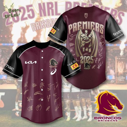 Brisbane Broncos 2025 NRL Premiers Baseball Jersey