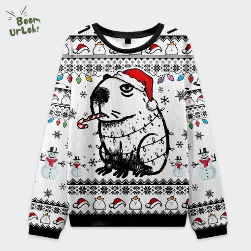 Capybara Smoking Christmas Ugly Sweat