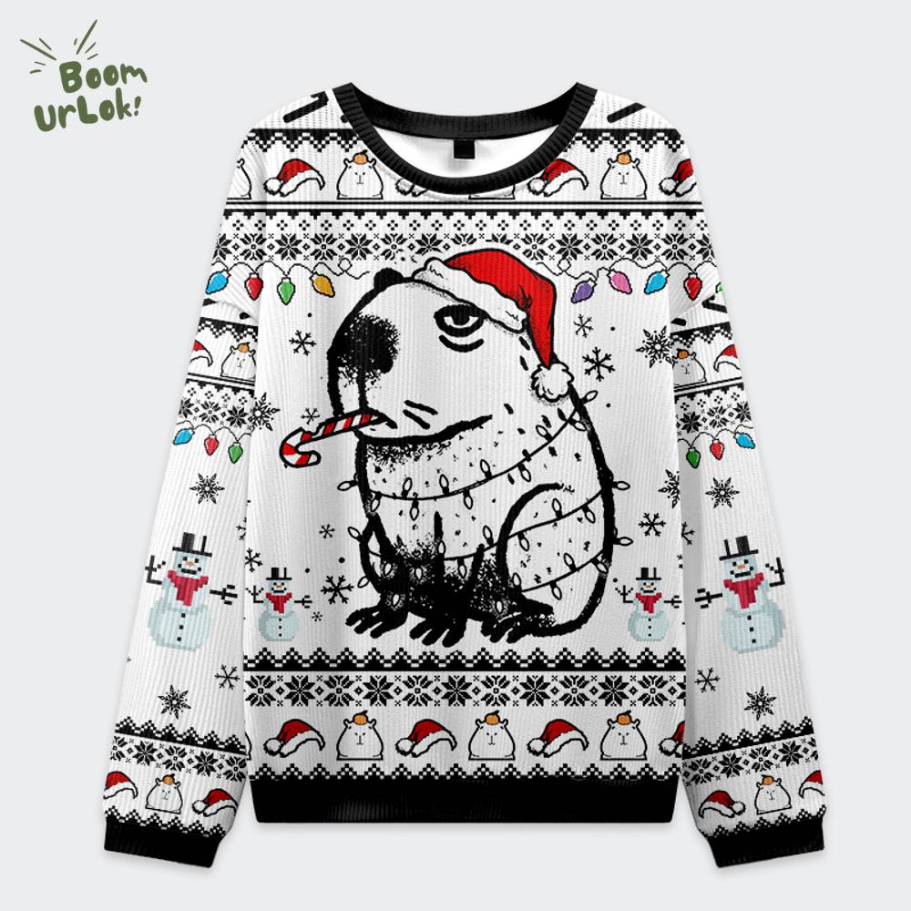 Capybara Smoking Christmas Ugly Sweat Capybara Smoking Christmas Ugly Sweat