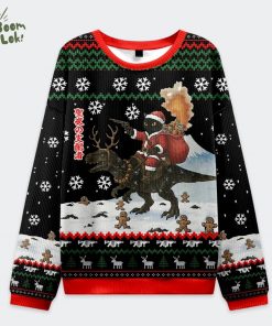Cat Riding A Dinosaur Christmas Ugly Sweat