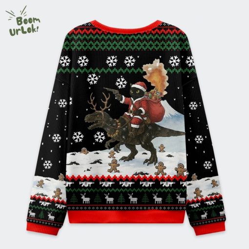 Cat Riding A Dinosaur Christmas Ugly Sweat