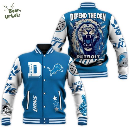 Detroit Lions Football Team Baseball Jacket, Defend The Den Lions Jacket