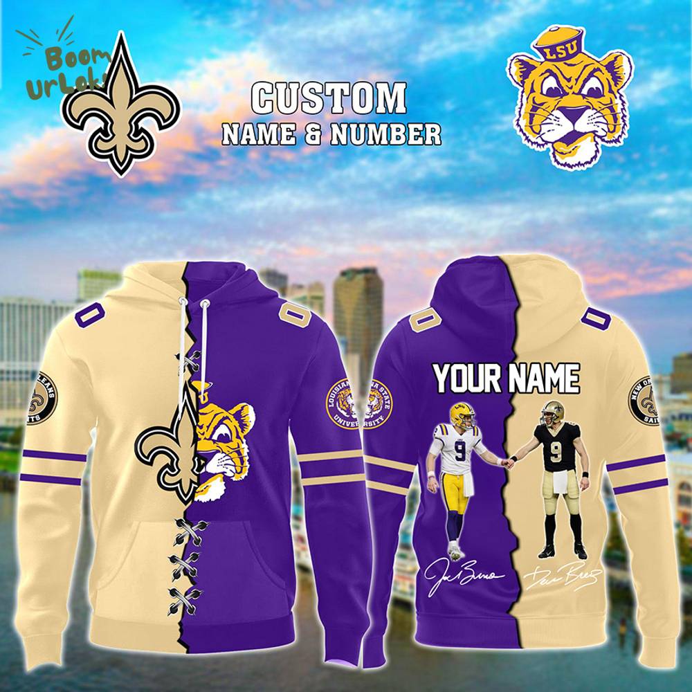 Drew Brees – New Orleans Saints x Joe Burrow – LSU Tigers Limited Edition-3D Unisex Hoodie Drew Brees – New Orleans Saints x Joe Burrow – LSU Tigers Limited Edition-3D Unisex Hoodie