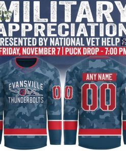 Evansville Thunderbolts ”Military Night ” Jersey 2025