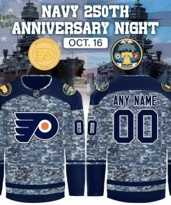 Exclusive Philadelphia Flyers x Navy 250th Anniversary Night Hockey Jersey