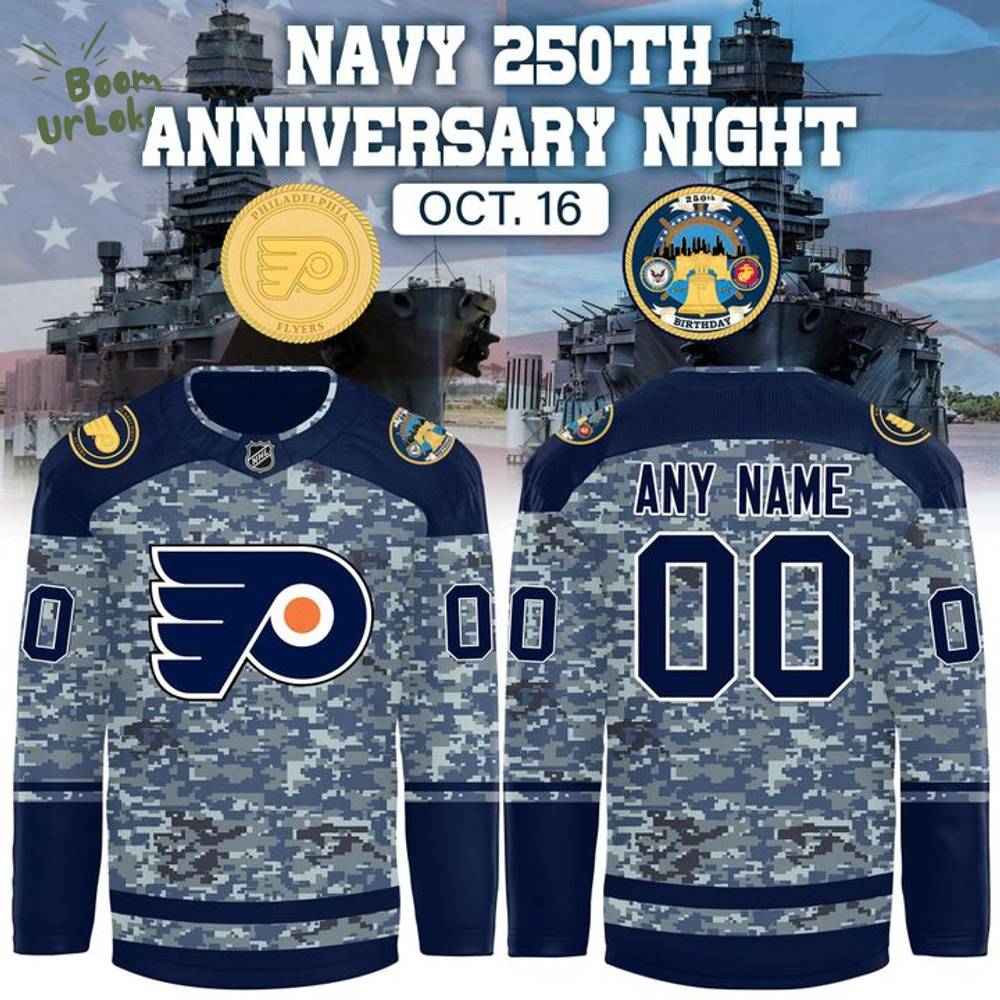 Exclusive Philadelphia Flyers x Navy 250th Anniversary Night Hockey Jersey Exclusive Philadelphia Flyers x Navy 250th Anniversary Night Hockey Jersey
