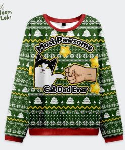 Funny Cat Mom And Dad Christmas Ugly Sweat