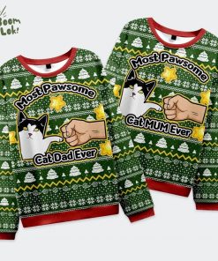 Funny Cat Mom And Dad Christmas Ugly Sweat