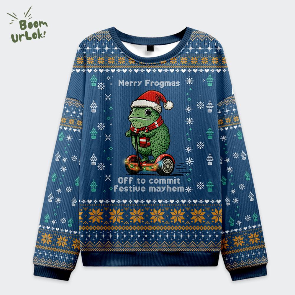 Funny Frogmas Mischief Ugly Sweat Funny Frogmas Mischief Ugly Sweat