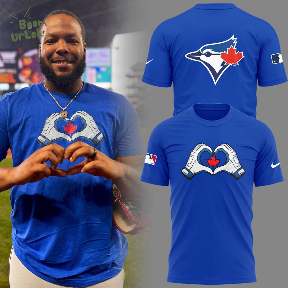 Limited Edition Blue Jays Baseball Vladdy George’s signature hand heart TShirt Limited Edition Blue Jays Baseball Vladdy George’s signature hand heart TShirt