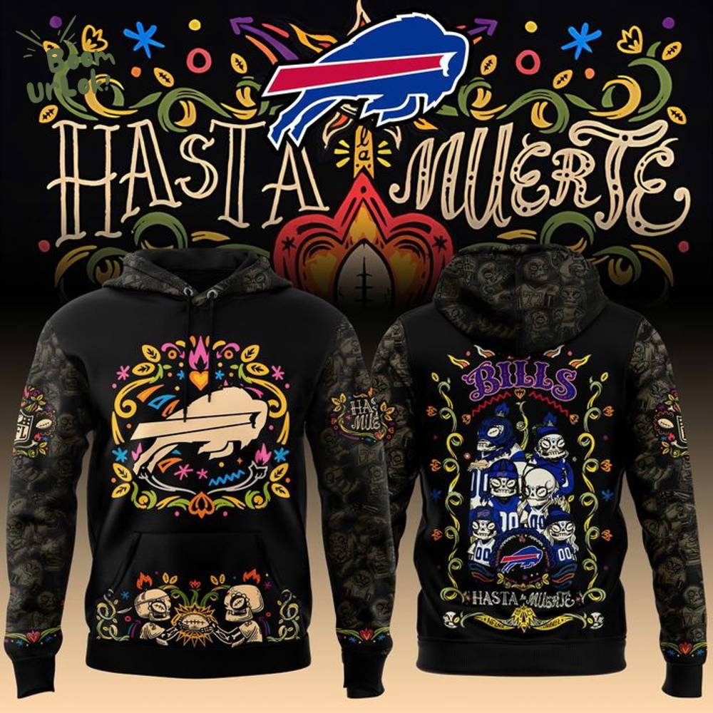 Limited Edition Buffalo Bills Black Hasta La Muerte Graphic Hoodie Limited Edition Buffalo Bills Black Hasta La Muerte Graphic Hoodie