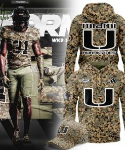 Miami Hurricanes Football Military Camo Mode Hoodie 2025