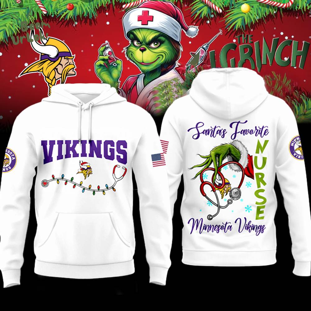 Minnesota Vikings x Christmas Grinch Nurse Night Specical 2026-3D Unisex Hoodie Minnesota Vikings x Christmas Grinch Nurse Night Specical 2026-3D Unisex Hoodie