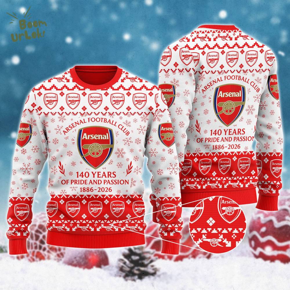New Limited Edition Arsenal F.C. 140 YEARS 3D Noel Hoodie Sweater New Limited Edition Arsenal F.C. 140 YEARS 3D Noel Hoodie Sweater
