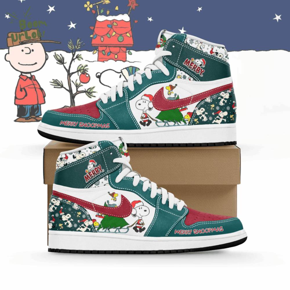 Snoopy Christmas AJ1 High Sneakers Shoes Snoopy Christmas AJ1 High Sneakers Shoes