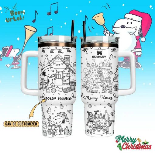 Snoopy x Christmas Custom Stanley Quencher 40oz Stainless Steel Tumbler With Handle