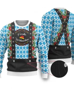 German Christmas Ugly Christmas Sweater Lederhosen Weihnachten Style with Bavaria Pattern