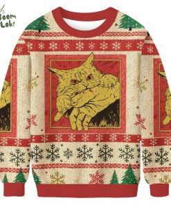 Biting Cat Christmas Ugly Sweat