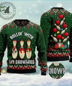 Bowling Rollin’ With My Snowmies Ugly Christmas Sweater