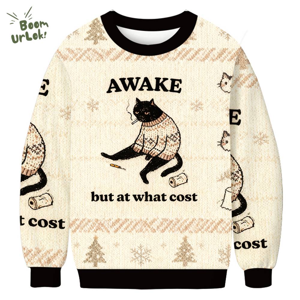 Decadent Smoking Cat Christmas Ugly Sweat Decadent Smoking Cat Christmas Ugly Sweat