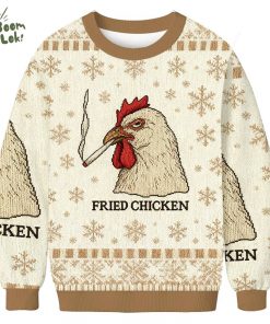 Fried Chicken 420 Smoking Meme Christmas Ugly Sweat