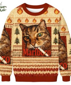 Funny Smoking Cat Meme Christmas Ugly Sweat