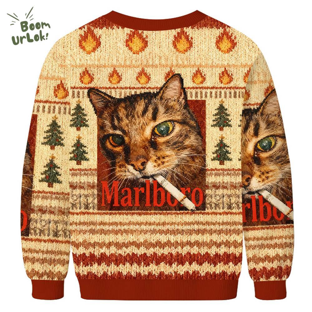 Funny Smoking Cat Meme Christmas Ugly Sweat Funny Smoking Cat Meme Christmas Ugly Sweat
