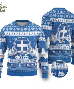 Greece Christmas Ugly Christmas Sweater Coat Of Arms Kala Cristouyenna