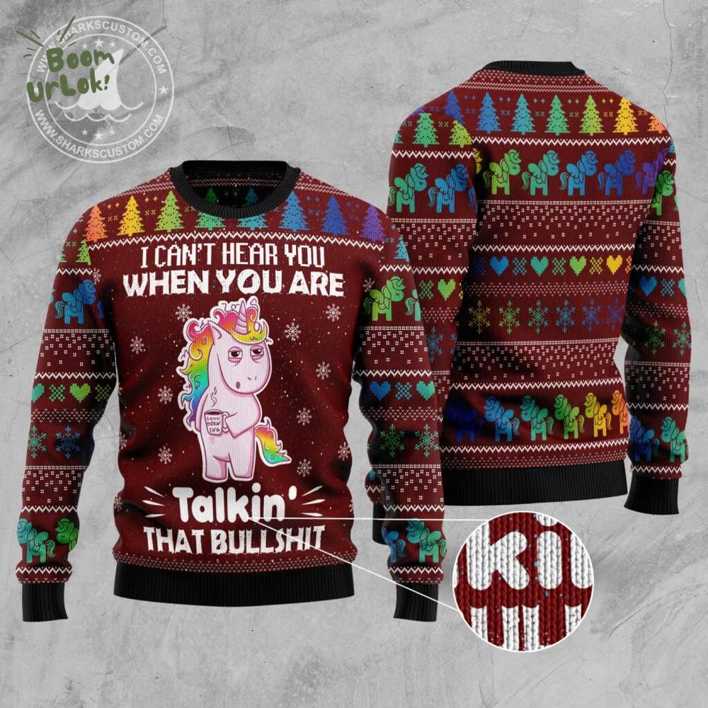 I Can‘t Hear You Unicorn Ugly Christmas Sweater I Can‘t Hear You Unicorn Ugly Christmas Sweater
