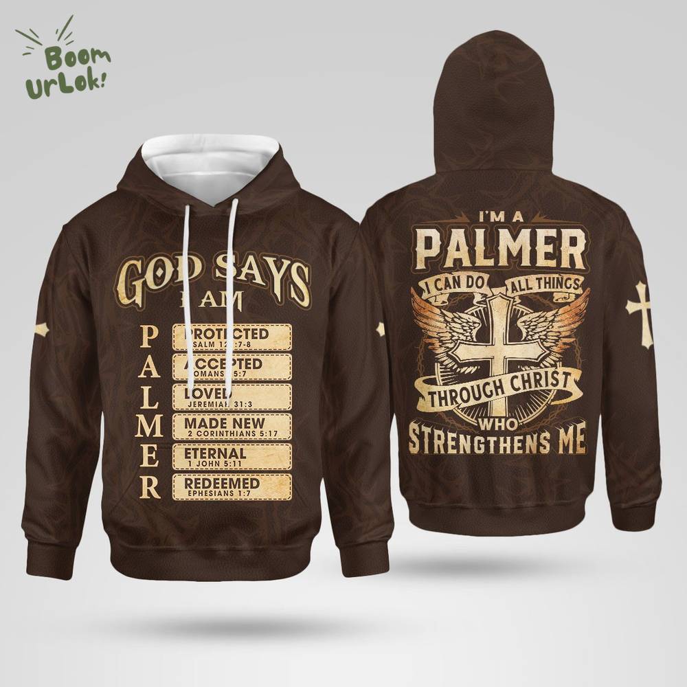Palmer Christian Hoodie – God Says I Am Protected Loved Redeemed Through Christ Palmer Christian Hoodie – God Says I Am Protected Loved Redeemed Through Christ