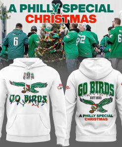 Philadelphia Eagles Merry Christmas 2025 White Hoodie