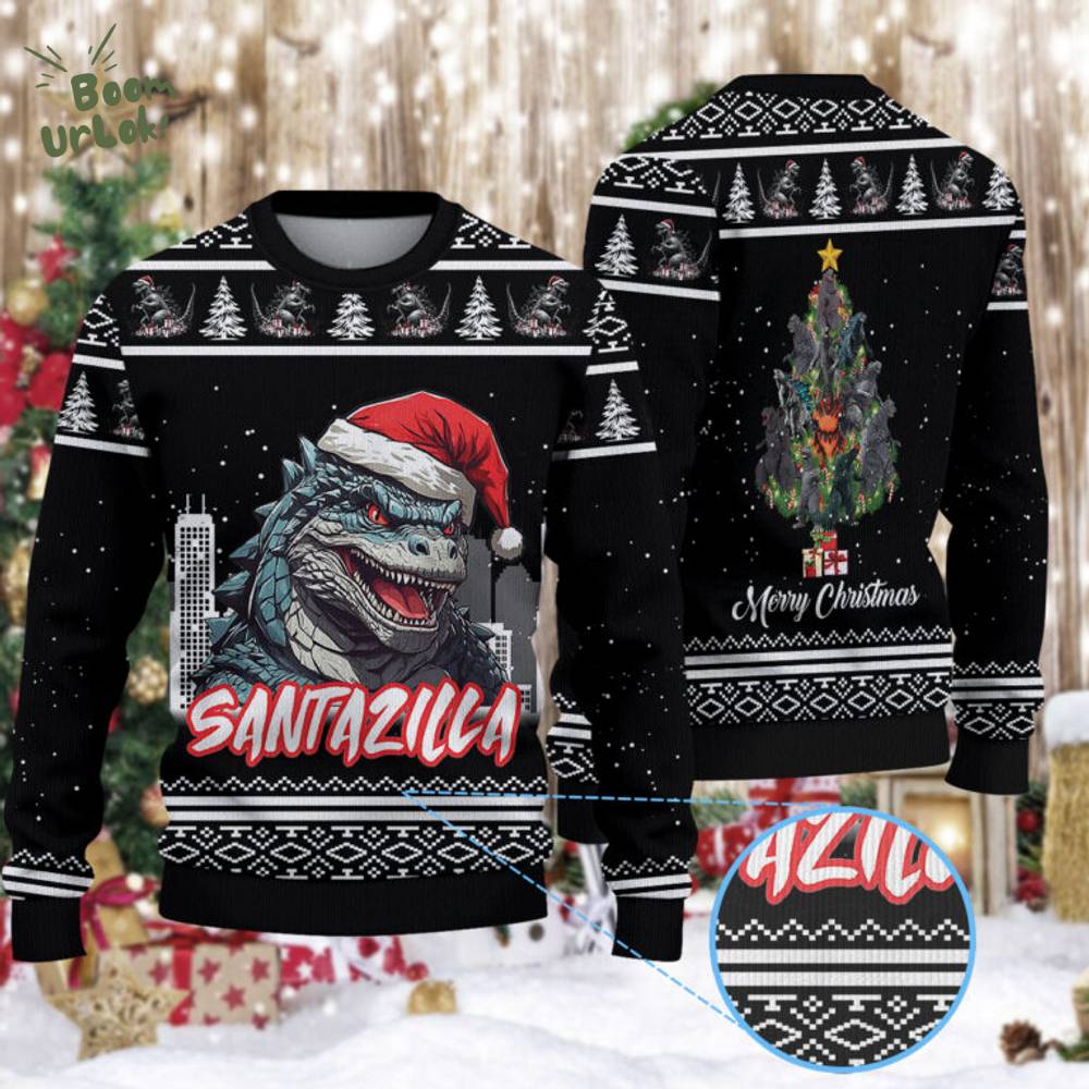 SantaZilla Godzilla Christmas Knitted Sweater SantaZilla Godzilla Christmas Knitted Sweater
