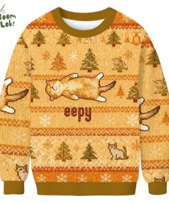 Silly Sleepy Cat Meme Christmas Ugly Sweat