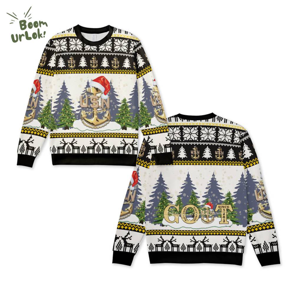 US Navy Senior Chief GOAT Christmas Knitted Sweater US Navy Senior Chief GOAT Christmas Knitted Sweater