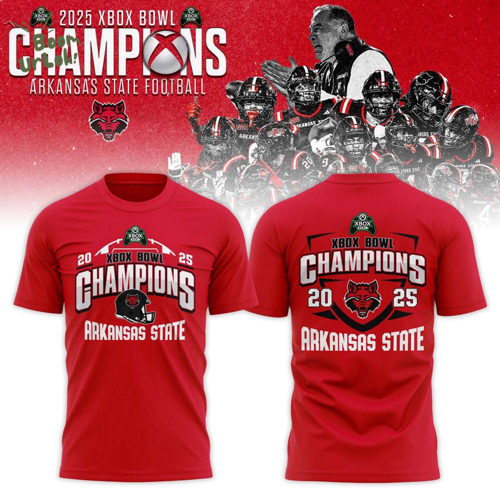 Arkansas State Red Wolves 2025 Xbox Bowl Champions Combo T-shirt Arkansas State Red Wolves 2025 Xbox Bowl Champions Combo T-shirt