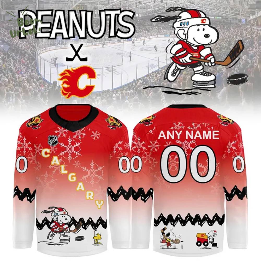 Calgary Flames X Peanuts Night Hockey Jersey 2025 Calgary Flames X Peanuts Night Hockey Jersey 2025