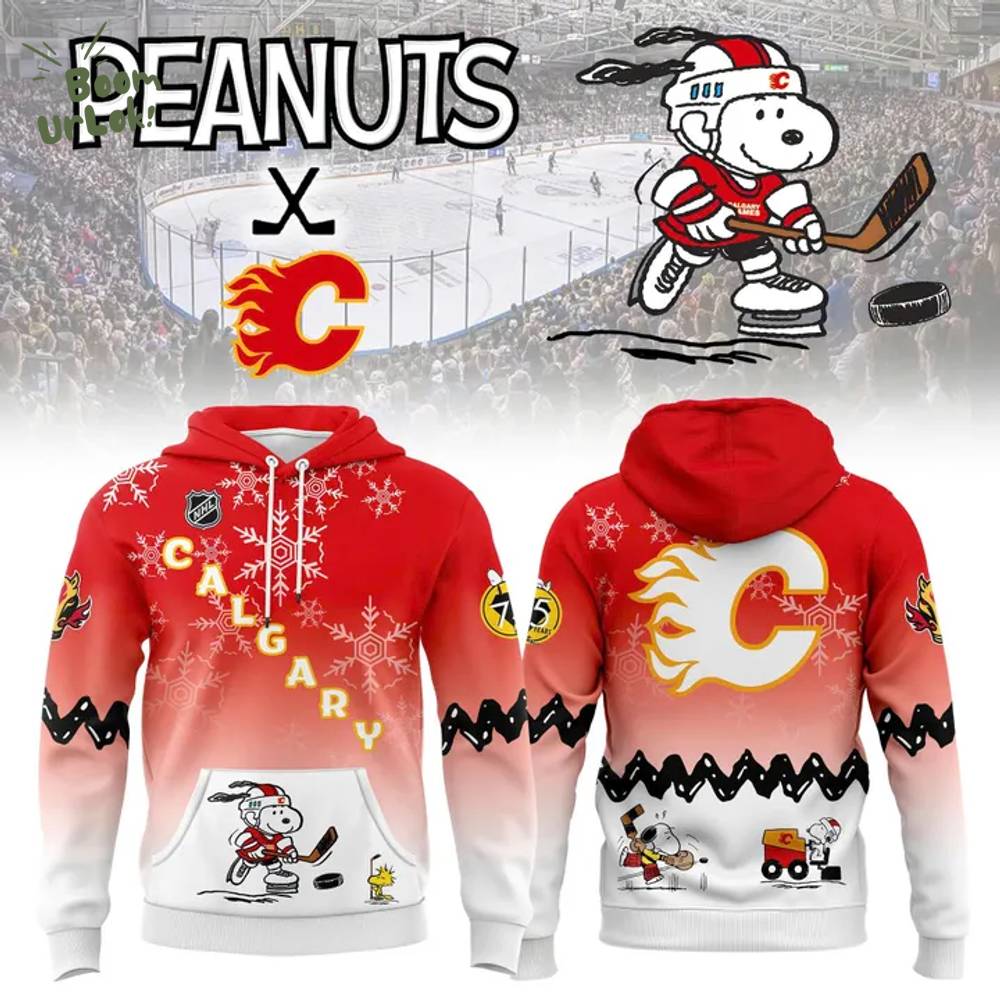 Calgary Flames x Peanuts Night Hoodie 2025 Calgary Flames x Peanuts Night Hoodie 2025
