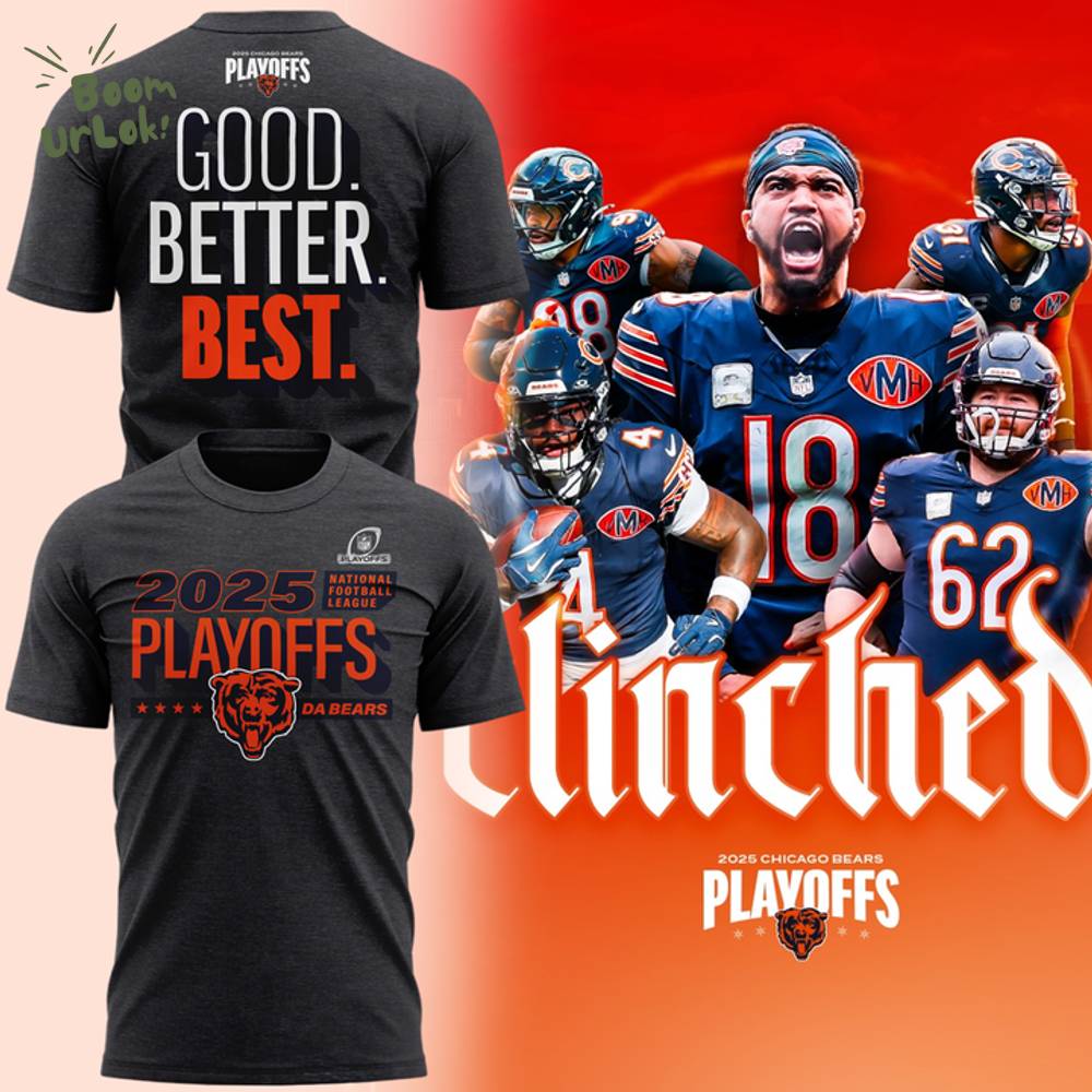 Chicago Bears Heather Charcoal 2025 NFL Playoffs Ready T-Shirt Chicago Bears Heather Charcoal 2025 NFL Playoffs Ready T-Shirt