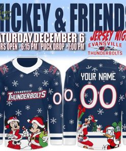 Evansville Thunderbolts x Mickey Merry Christmas 2025 Hockey Jersey