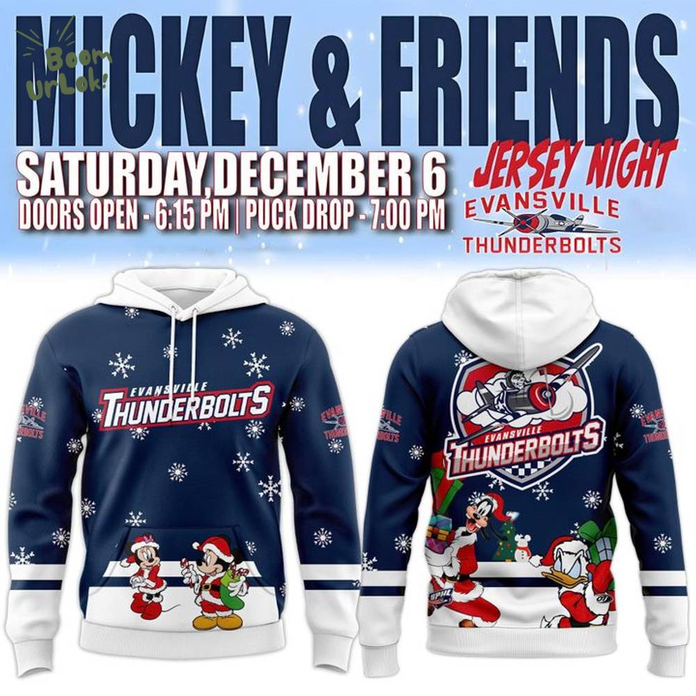 Evansville Thunderbolts x Mickey Merry Christmas 2025 Hoodie Evansville Thunderbolts x Mickey Merry Christmas 2025 Hoodie