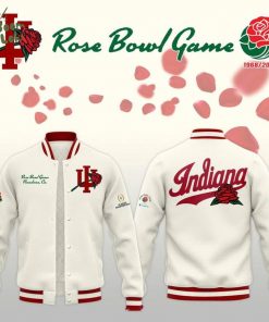 Indiana Hoosiers football helmet 2026 Rose Bowl BASEBALL JACKET-White