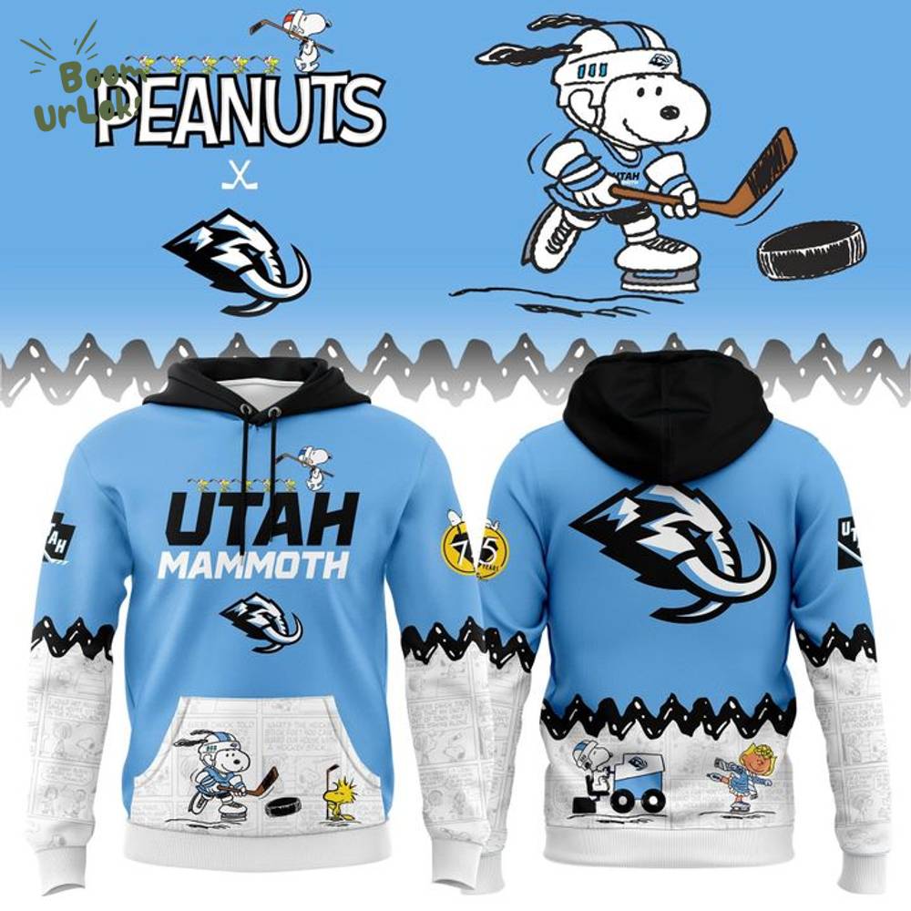 Limited Edition Utah Mammoth '' Peanuts Night '' Snoopy Hoodie Limited Edition Utah Mammoth '' Peanuts Night '' Snoopy Hoodie
