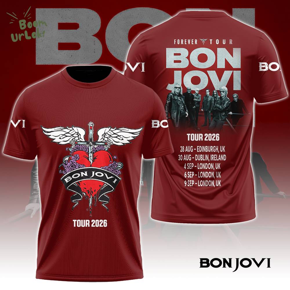 Limitted Edition Bon Jovi Tour 2026 3D T-Shirt Limitted Edition Bon Jovi Tour 2026 3D T-Shirt