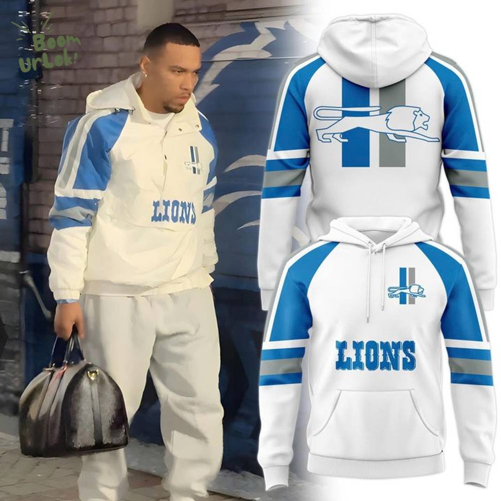 Men's White/Blue Detroit Lions Thursday Night Lights Hoodie Men's White/Blue Detroit Lions Thursday Night Lights Hoodie