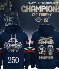 Navy Midshipmen – Back-to-Back CIC Trophy Champions 2025 Hoodie