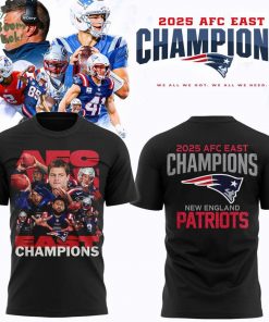 New England Patriots 2025 AFC East Champions Black T-Shirt Limited Edition